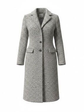 LOFT Gray Wool Bouclé Single-Breasted Long Coat